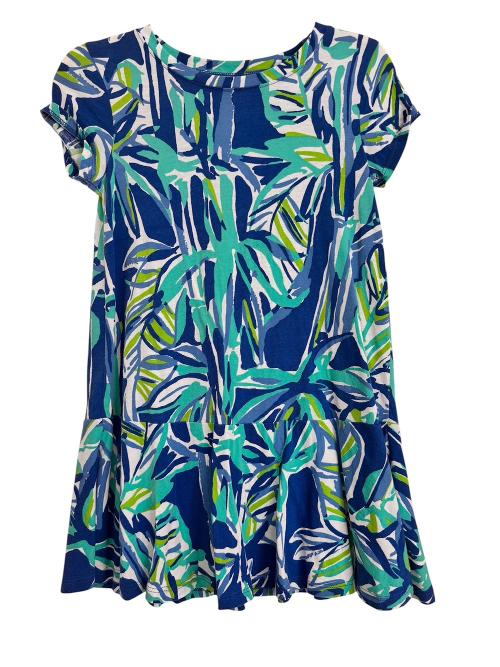 Lilly Pulitzer Blue Crush Green Bamboo-Print Peplum Girls Dress